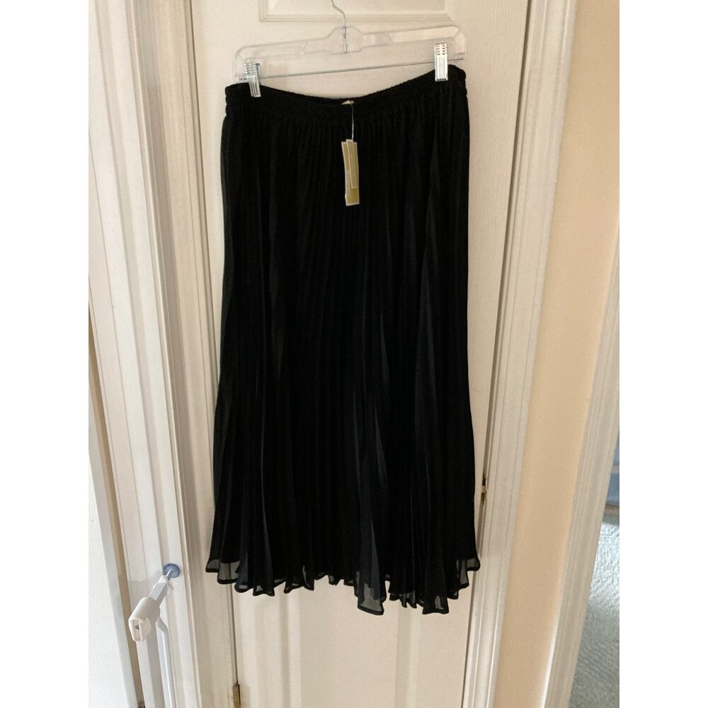 NWT MICHAEL KORS WOMENS PLEATED SLIT MIDI SKIR BLACK XL - Picture 2 of 6